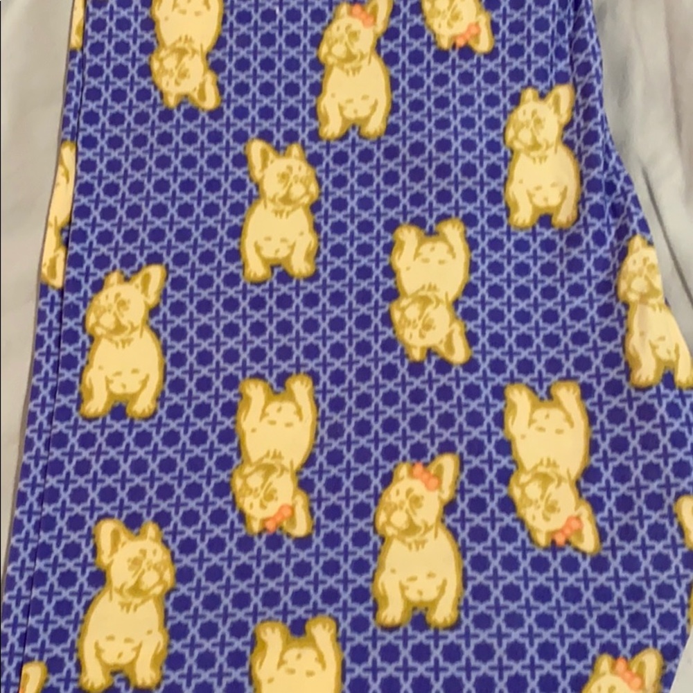 Lula Roe French Bulldog Patterned Leggings Size TC